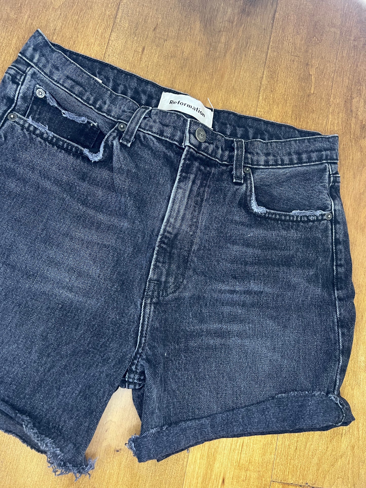 Reformation Black Denim Shorts- Sz 30