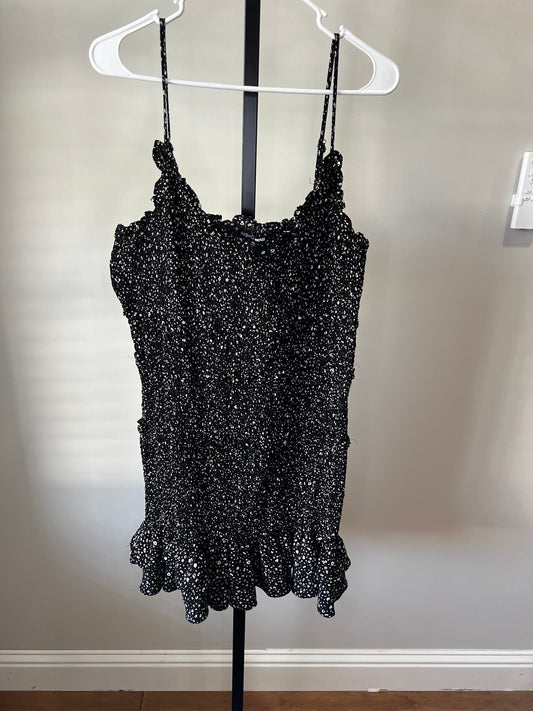Black Smocked Mini Dress- Sz XL
