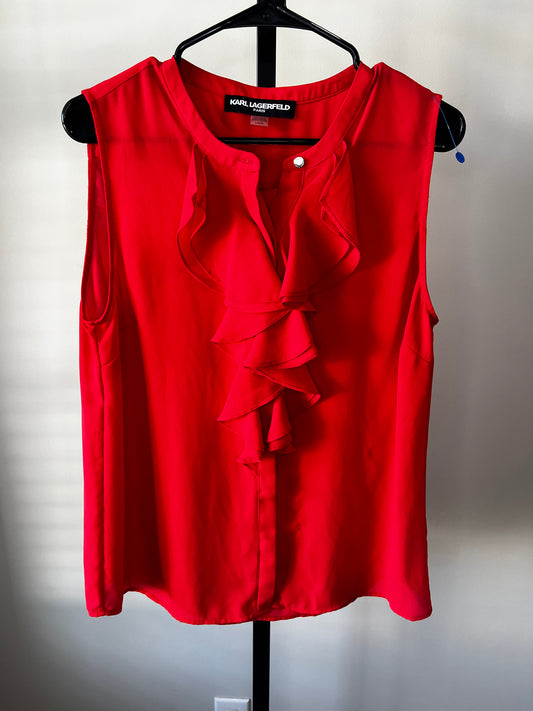 Karl Lagerfeld Red Ruffle Top- Sz L