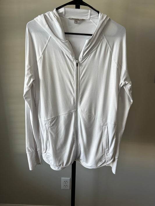 Athleta White Full Zip Hooded Jacket- Sz L