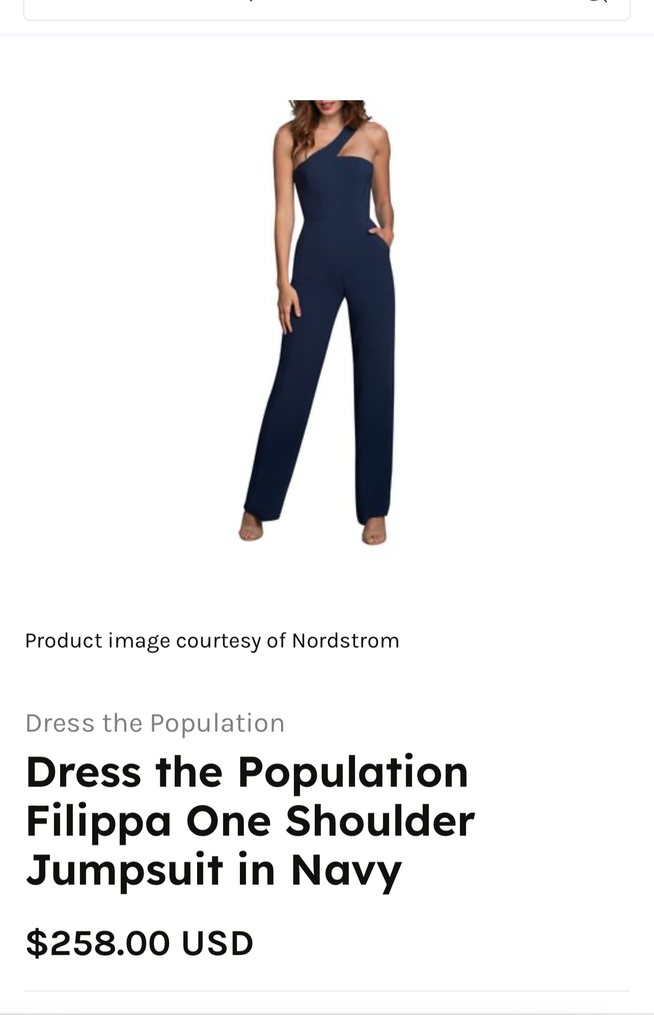 Dress The Population Navy One Shoulder Pantsuit