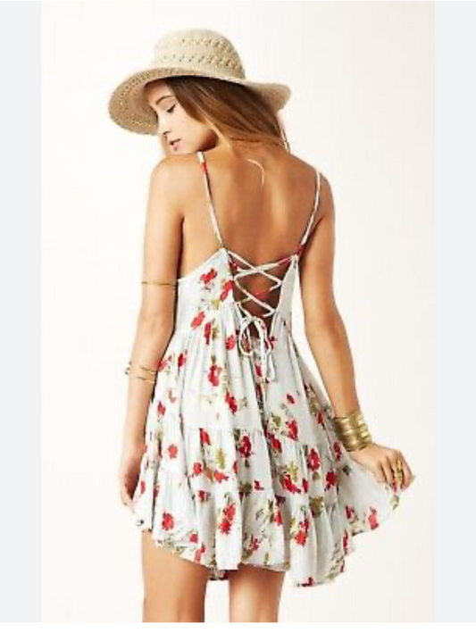 Free People Floral Open Back Dress