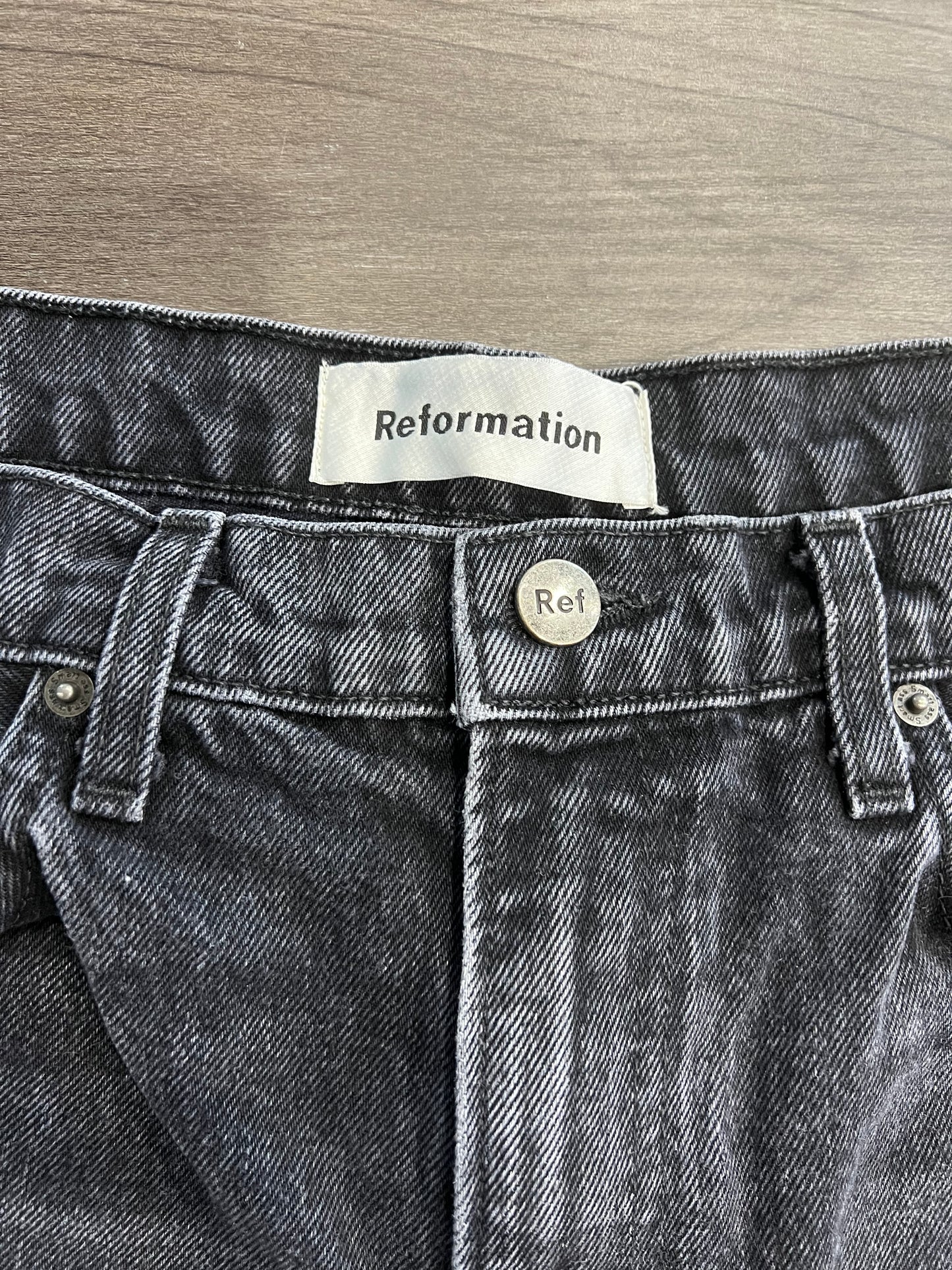 Reformation Black High Waisted Cutoff Denim Shorts