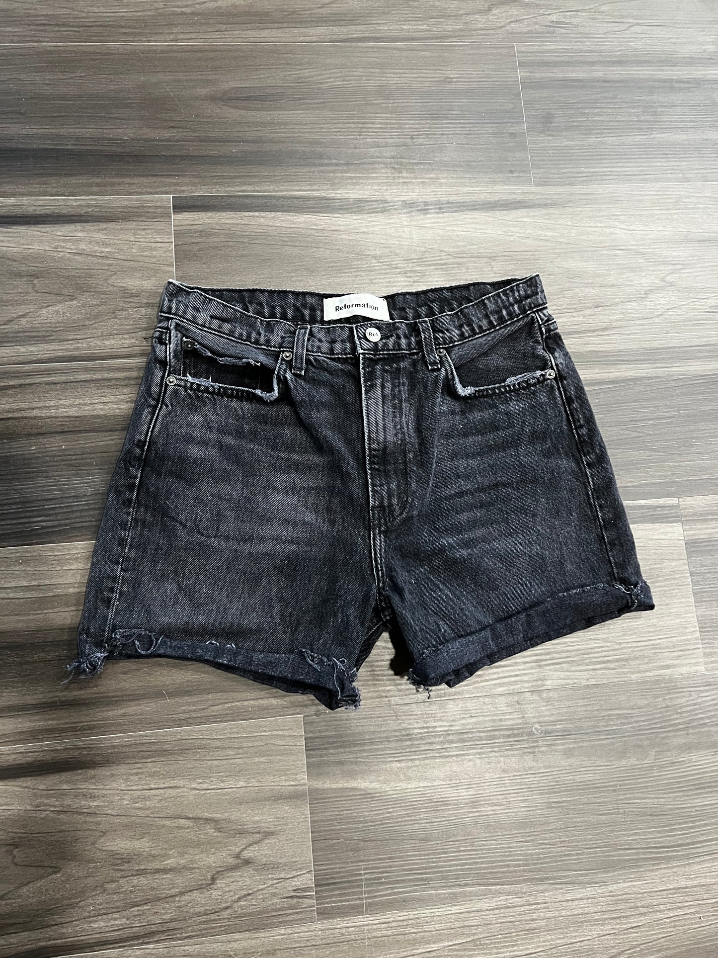 Reformation Black High Waisted Cutoff Denim Shorts