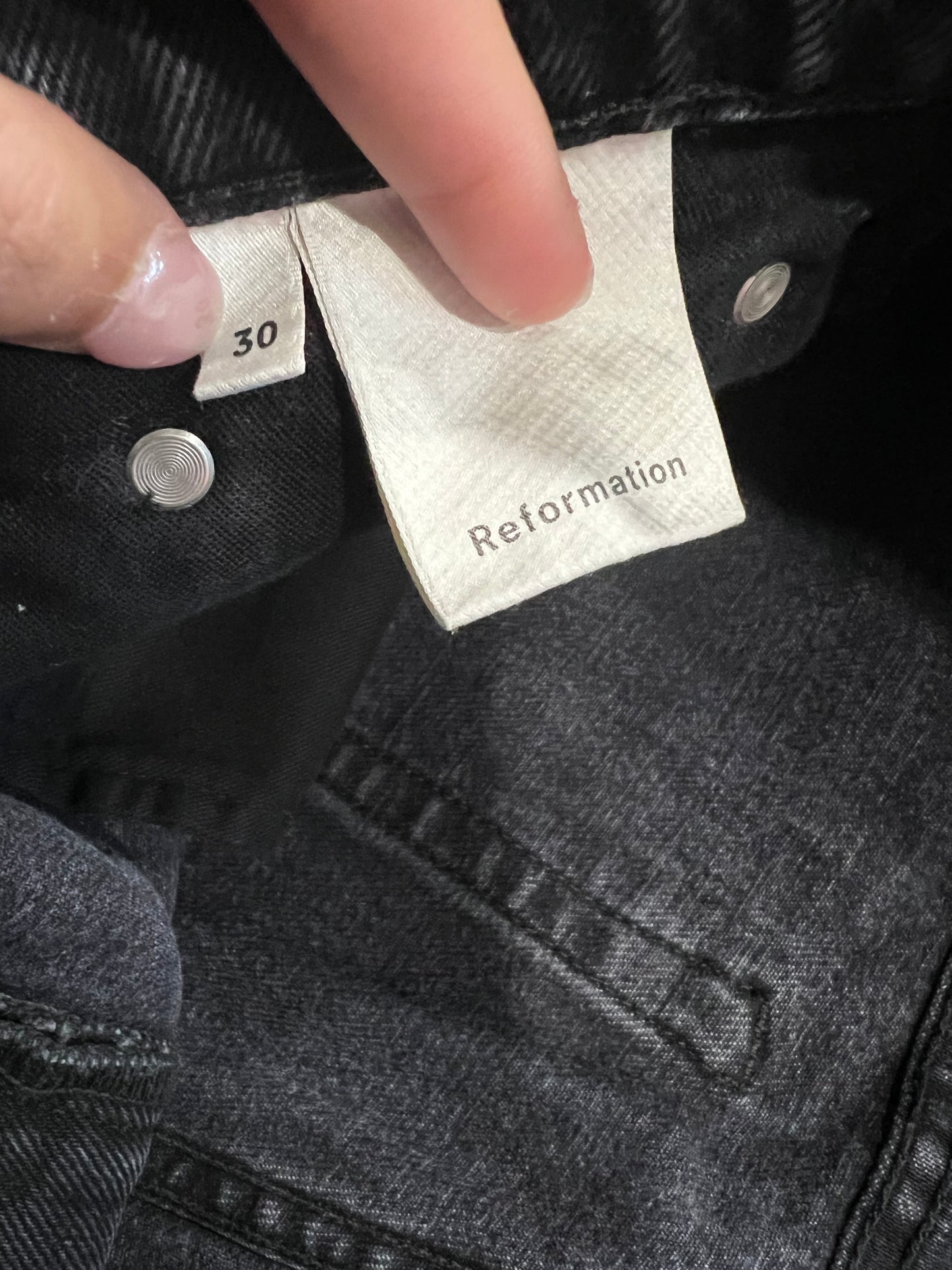 Reformation Black High Waisted Cutoff Denim Shorts