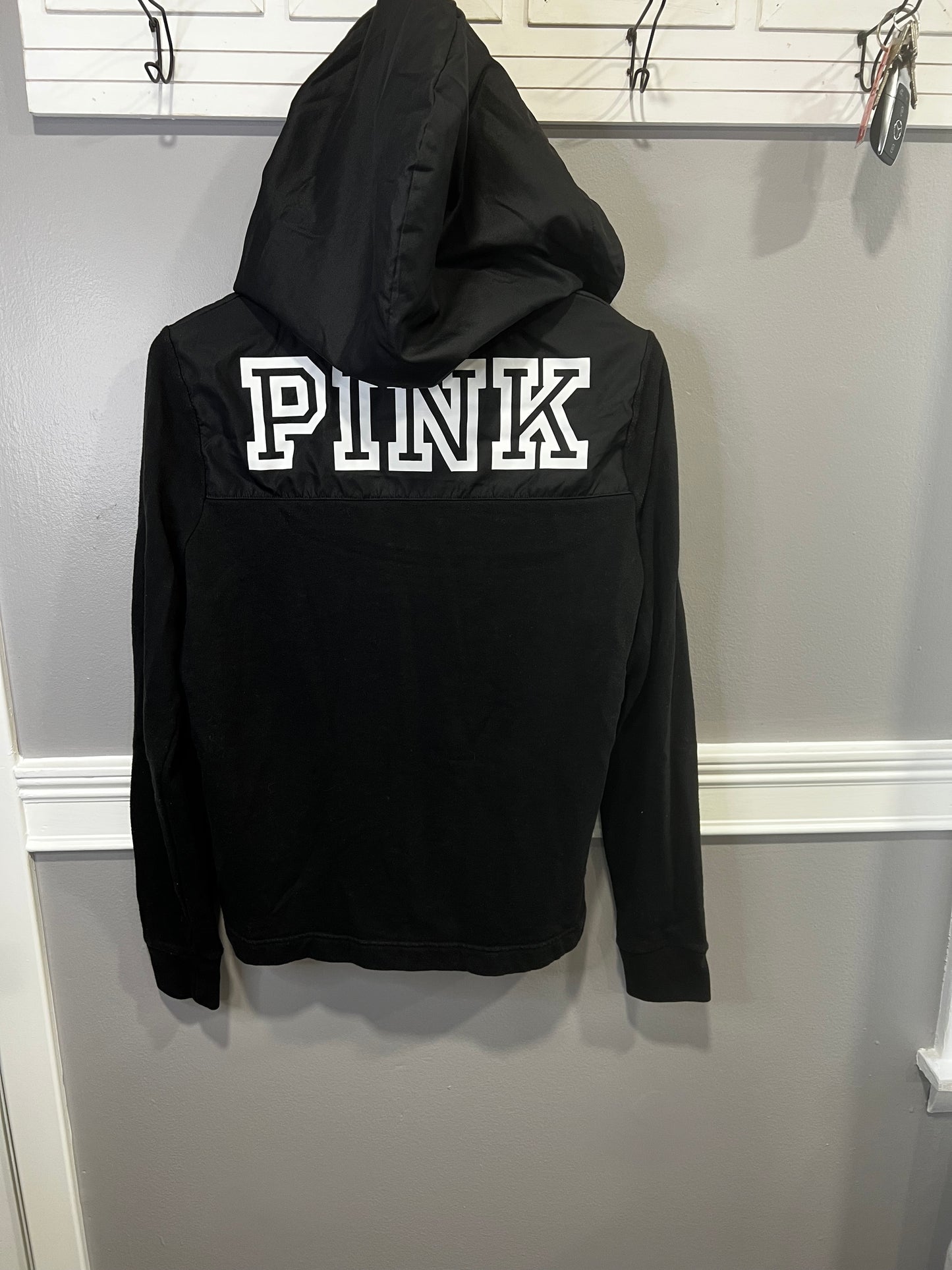 VS PINK Black Hooded Quarter Zip